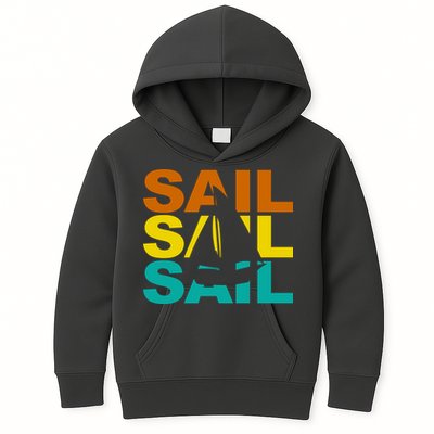 Retro Colorful Sail Sailing Boat Hobby Kids Hoodie