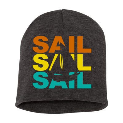 Retro Colorful Sail Sailing Boat Hobby Short Acrylic Beanie