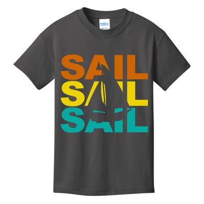 Retro Colorful Sail Sailing Boat Hobby Kids T-Shirt