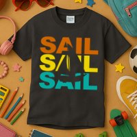 Retro Colorful Sail Sailing Boat Hobby Kids T-Shirt