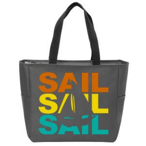 Retro Colorful Sail Sailing Boat Hobby Zip Tote Bag