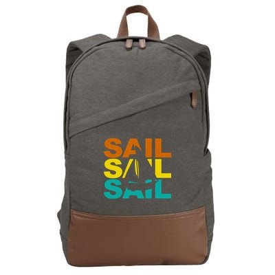 Retro Colorful Sail Sailing Boat Hobby Cotton Canvas Backpack