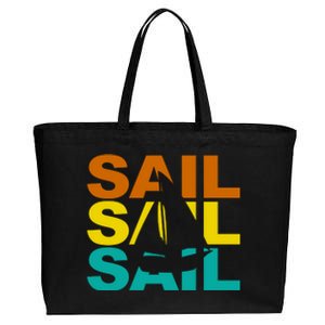 Retro Colorful Sail Sailing Boat Hobby Cotton Canvas Jumbo Tote