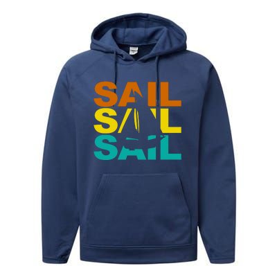 Retro Colorful Sail Sailing Boat Hobby Performance Fleece Hoodie