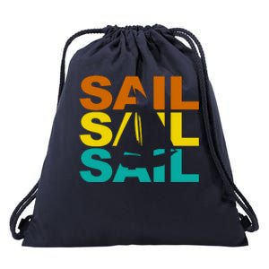 Retro Colorful Sail Sailing Boat Hobby Drawstring Bag