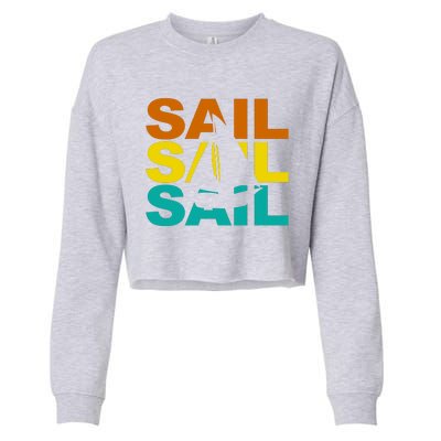 Retro Colorful Sail Sailing Boat Hobby Cropped Pullover Crew