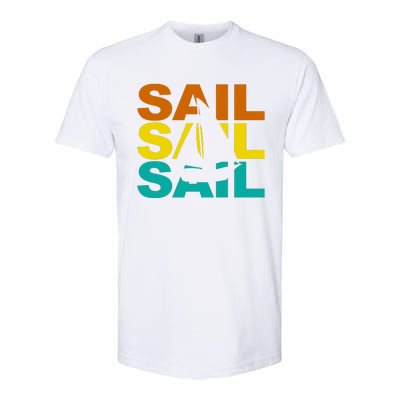 Retro Colorful Sail Sailing Boat Hobby Softstyle® CVC T-Shirt