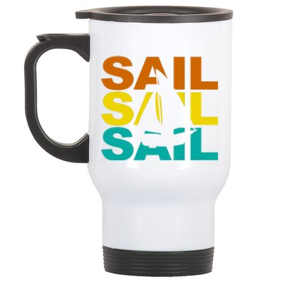 Retro Colorful Sail Sailing Boat Hobby Stainless Steel Travel Mug