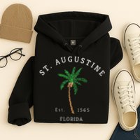 Retro Cool St. Augustine Florida Colorful Palm Tree Novelty Hoodie