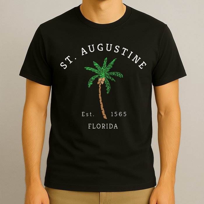 Retro Cool St. Augustine Florida Colorful Palm Tree Novelty T-Shirt