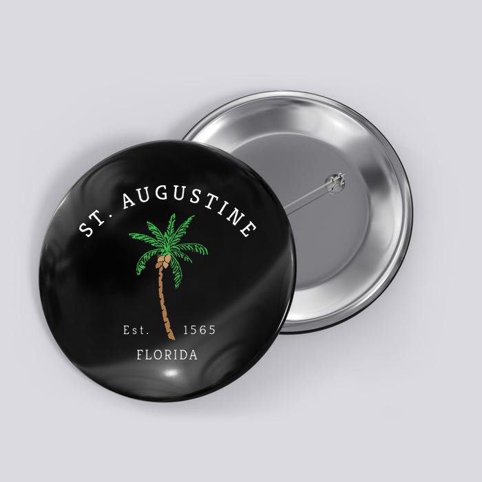 Retro Cool St. Augustine Florida Colorful Palm Tree Novelty Button