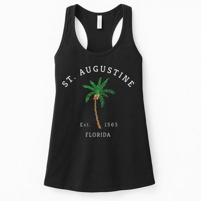 Retro Cool St. Augustine Florida Colorful Palm Tree Novelty Womens Tank Top