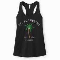 Retro Cool St. Augustine Florida Colorful Palm Tree Novelty Womens Tank Top