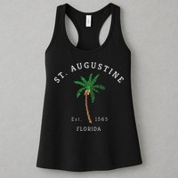 Retro Cool St. Augustine Florida Colorful Palm Tree Novelty Womens Tank Top