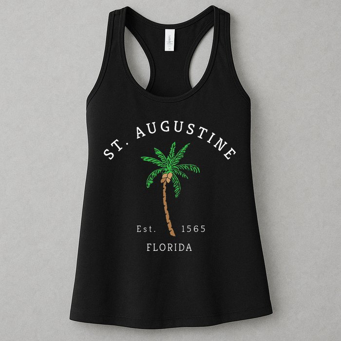 Retro Cool St. Augustine Florida Colorful Palm Tree Novelty Womens Tank Top