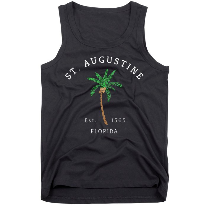 Retro Cool St. Augustine Florida Colorful Palm Tree Novelty Tank Top