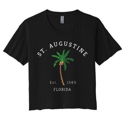 Retro Cool St. Augustine Florida Colorful Palm Tree Novelty Crop Top