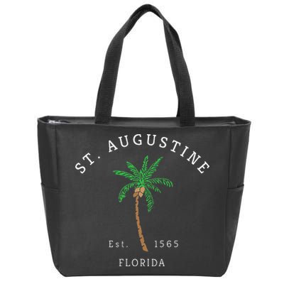 Retro Cool St. Augustine Florida Colorful Palm Tree Novelty Zip Tote Bag