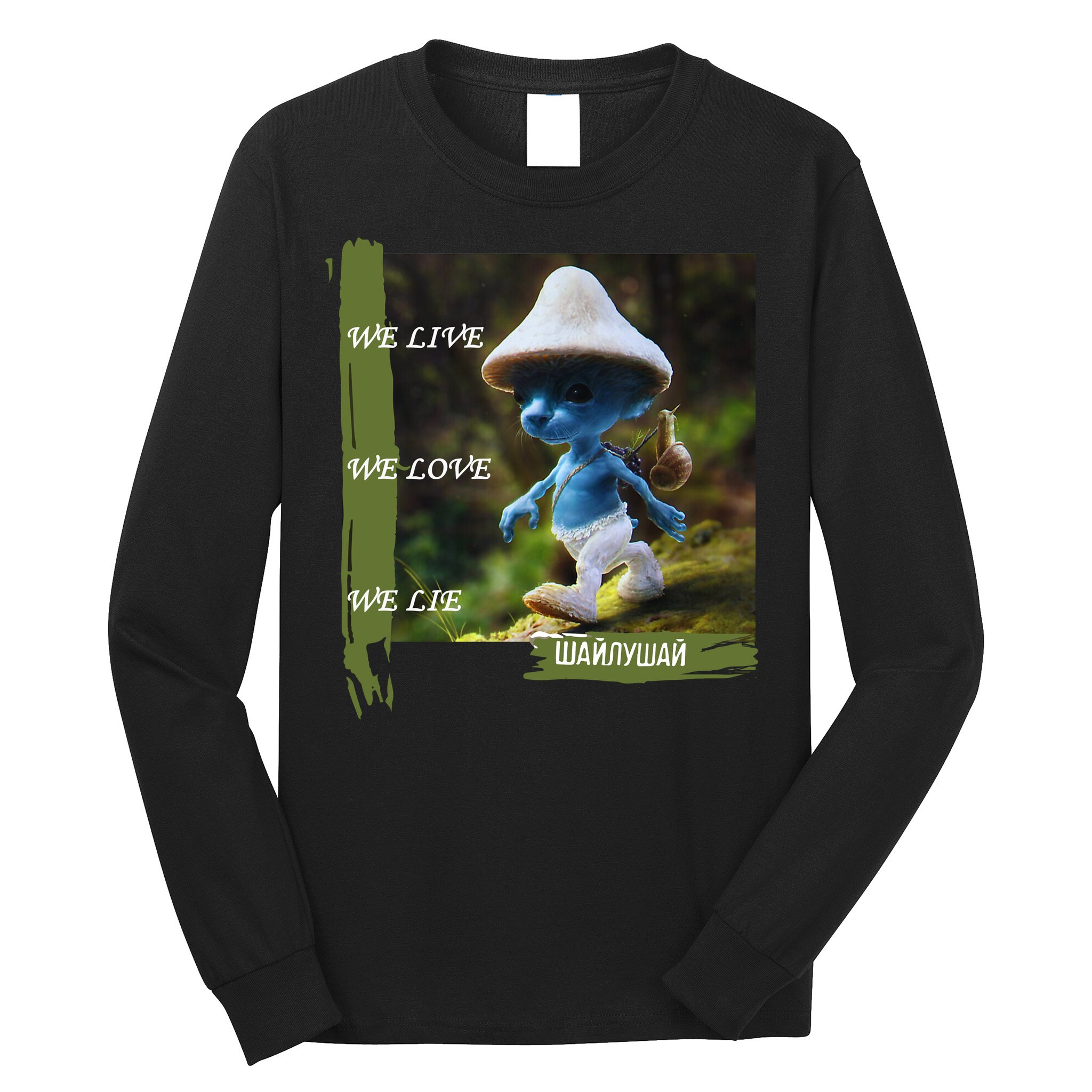 Realistic Cat Smurf Long Sleeve Shirt