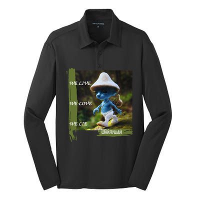 Realistic Cat Smurf Silk Touch Performance Long Sleeve Polo