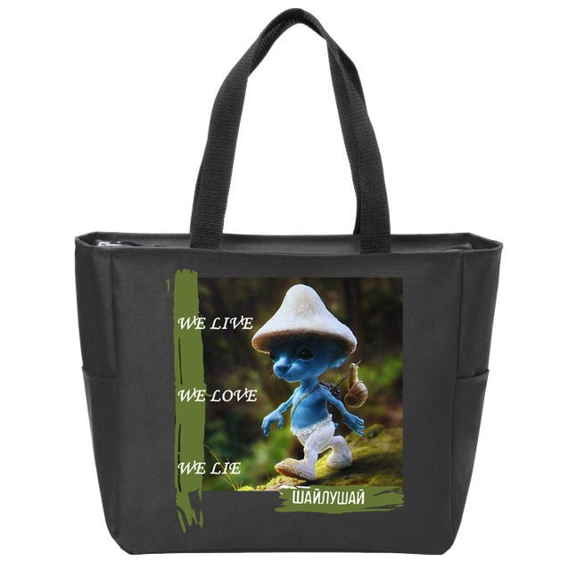 Realistic Cat Smurf Zip Tote Bag