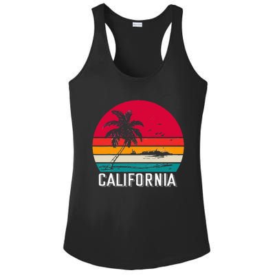 Retro California Surf Vintage Beach Cali 70s Venice Palm Sun Ladies PosiCharge Competitor Racerback Tank