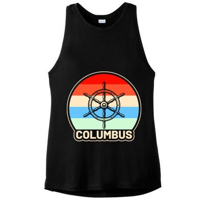 Retro Columbus Ship Wheel Ladies PosiCharge Tri-Blend Wicking Tank