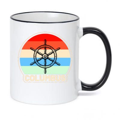 Retro Columbus Ship Wheel 11oz Black Color Changing Mug