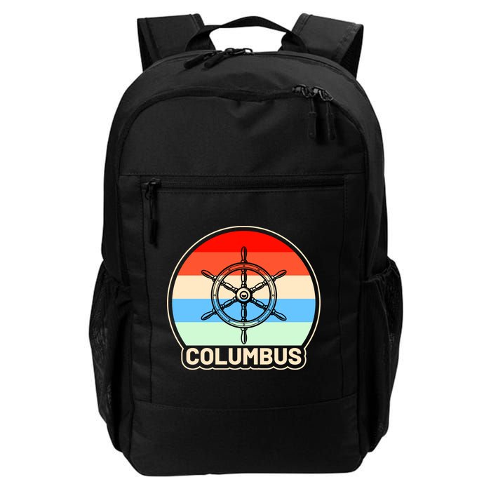 Retro Columbus Ship Wheel Backpack