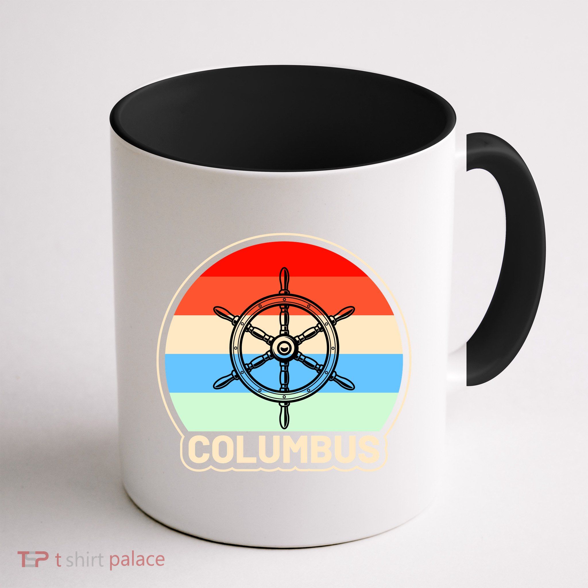Retro Columbus Ship Wheel Mug