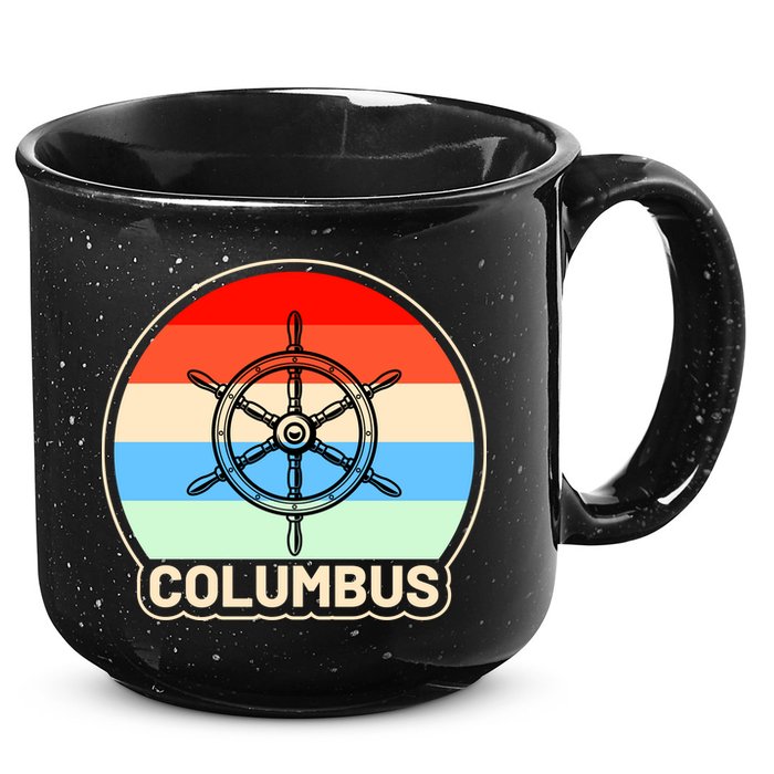 Retro Columbus Ship Wheel 15oz Campfire Ceramic Mug