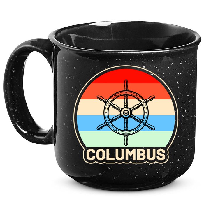 Retro Columbus Ship Wheel 15oz Campfire Ceramic Mug