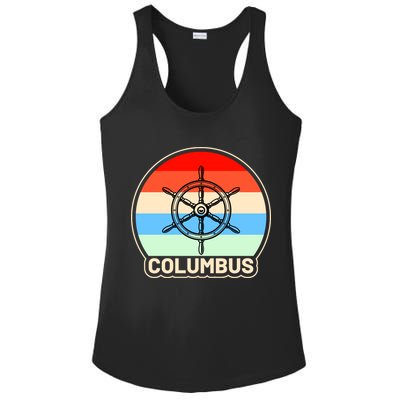 Retro Columbus Ship Wheel Ladies PosiCharge Competitor Racerback Tank