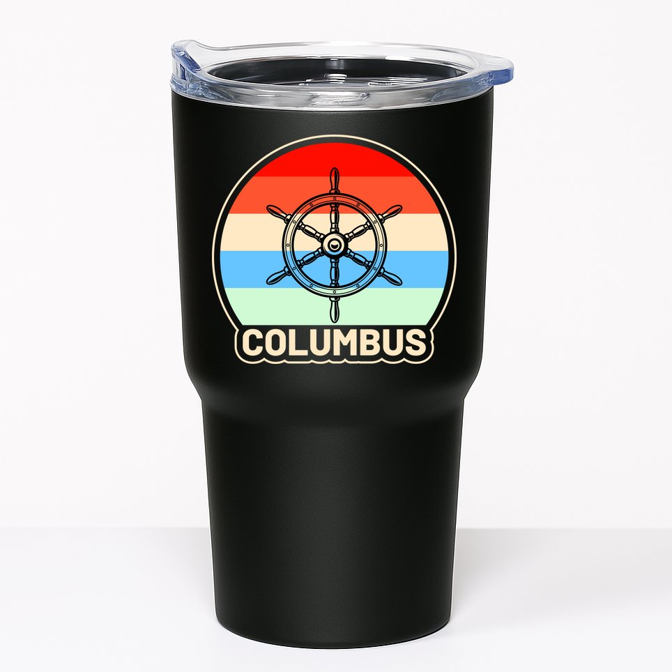Retro Columbus Ship Wheel Tumbler