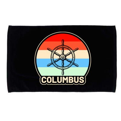 Retro Columbus Ship Wheel Microfiber Hand Towel