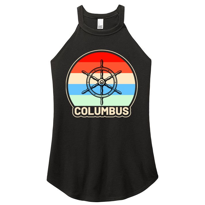 Retro Columbus Ship Wheel Women's Perfect Tri Rocker Tank