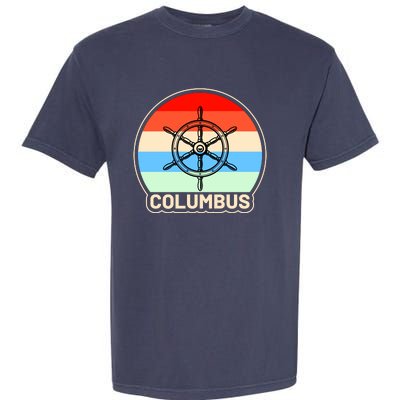 Retro Columbus Ship Wheel Garment-Dyed Heavyweight T-Shirt