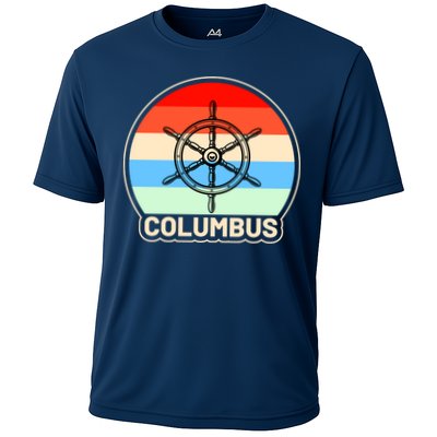 Retro Columbus Ship Wheel Performance Shirt