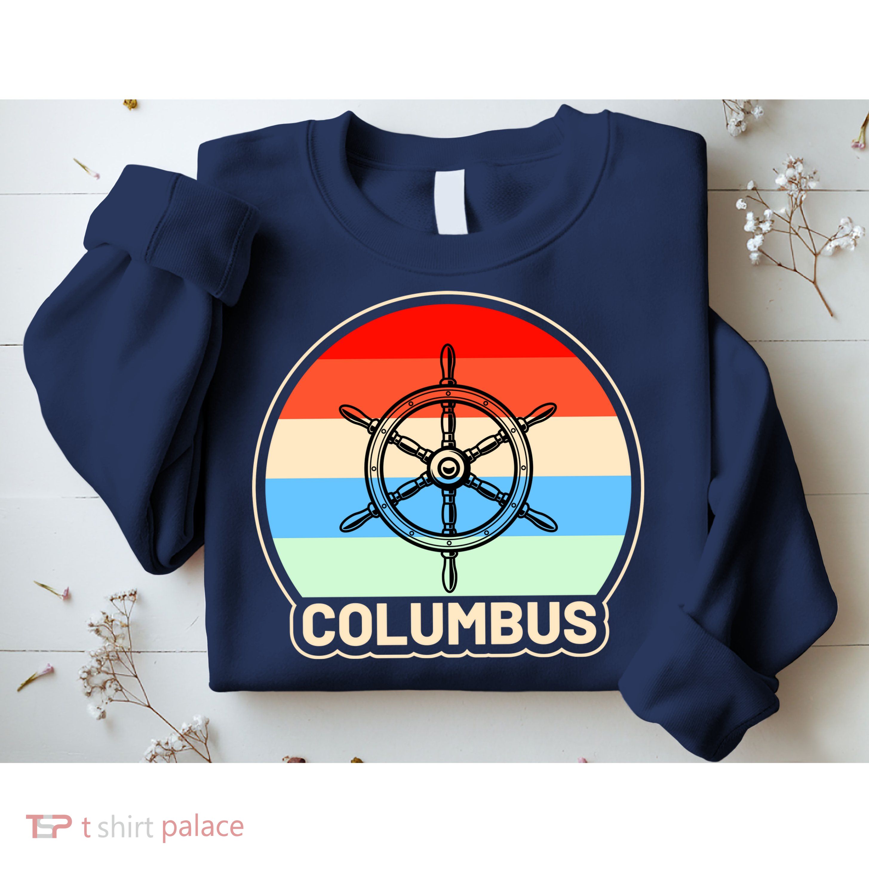 Retro Columbus Ship Wheel Sweatshirt