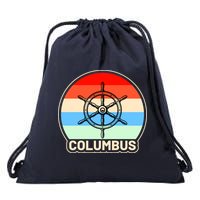 Retro Columbus Ship Wheel Drawstring Bag