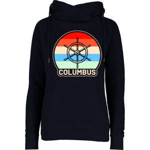 Retro Columbus Ship Wheel Womens Funnel Neck Pullover Hood