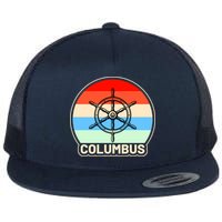 Retro Columbus Ship Wheel Flatbill Hat