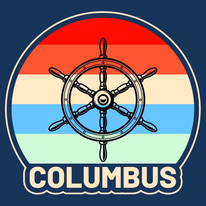 Retro Columbus Ship Wheel Flatbill Hat