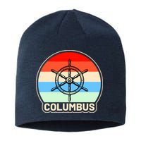 Retro Columbus Ship Wheel Sustainable Beanie