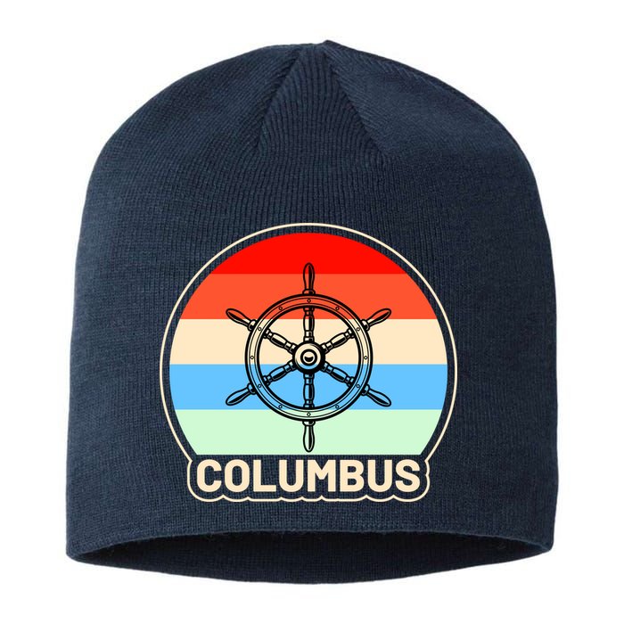 Retro Columbus Ship Wheel Sustainable Beanie