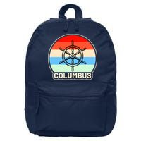 Retro Columbus Ship Wheel 16 in Basic Backpack
