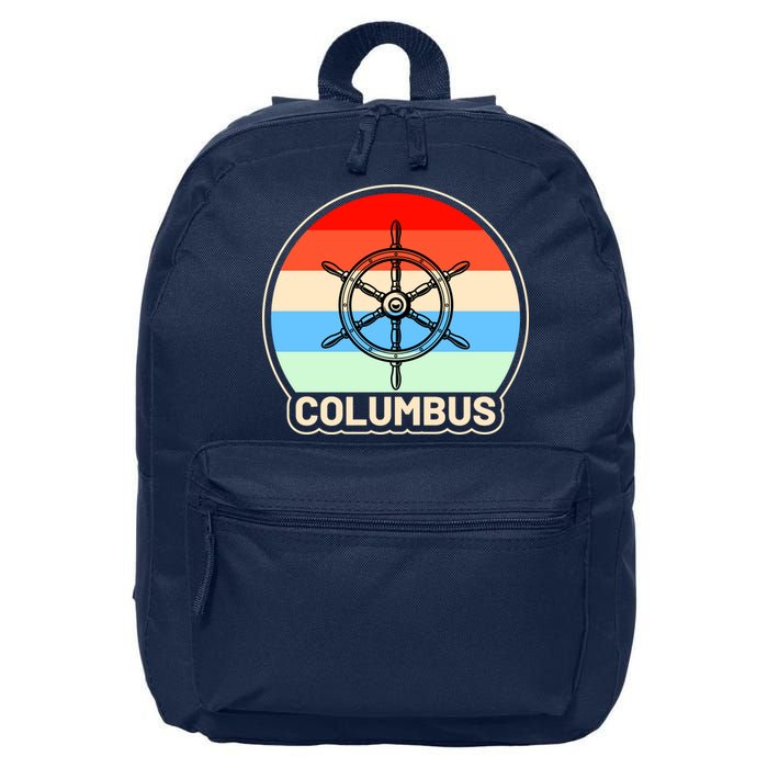 Retro Columbus Ship Wheel 16 in Basic Backpack