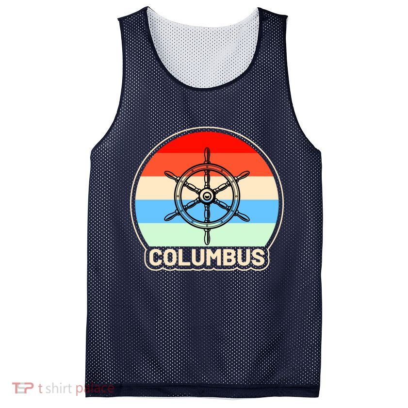 Retro Columbus Ship Wheel Mesh Reversible Basketball Jersey Tank
