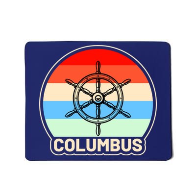 Retro Columbus Ship Wheel Mousepad