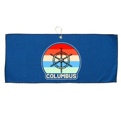 Retro Columbus Ship Wheel Large Microfiber Waffle Golf Towel